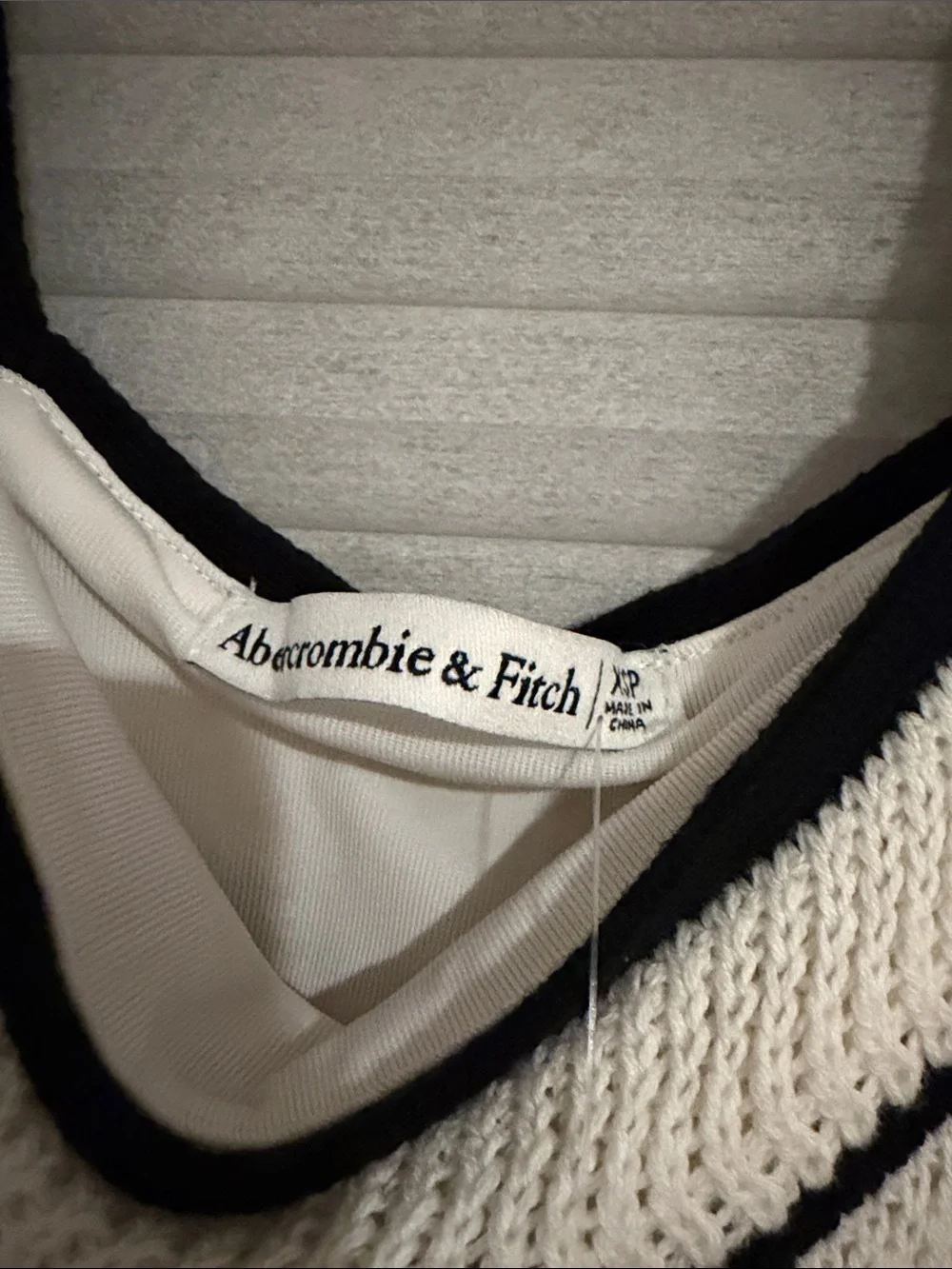 Abercrombie & Fitch Cream Knit Maxi Dress with Black Trim